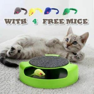 Interactive Cat Toys Mouse Catch Kitten Toy 4x Extra Running Mice Scratching Pad